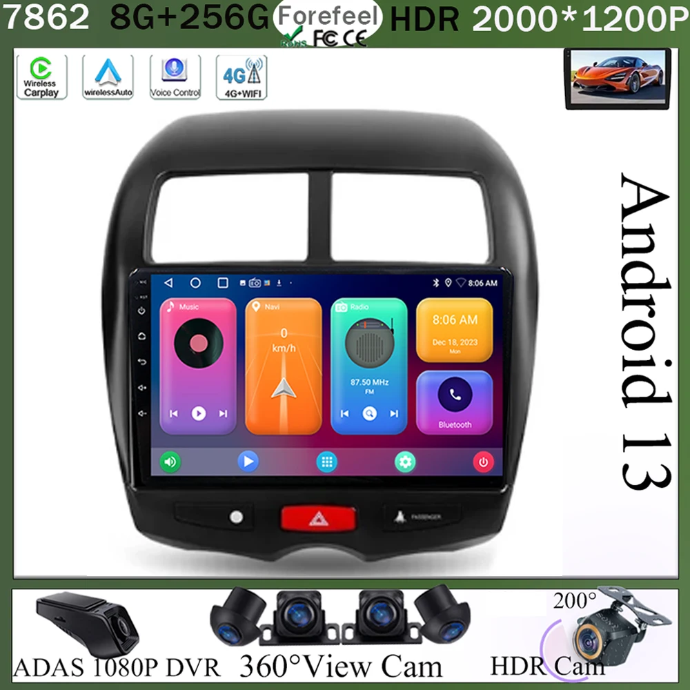 

Video Player Radio Android 13 For Mitsubishi ASX 1 2010 2011 2012-2016 Car GPS Multimedia Stereo Navigation GPS 2Din dvd 5G wifi