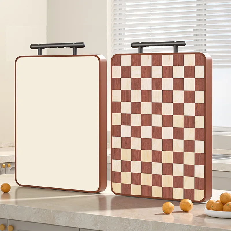 

Шахматная доска для разделования сандалового дерева, утолщенная антиплесная кухонная доска для резки овощей, двухсторонние разделочные доски из нержавеющей стали