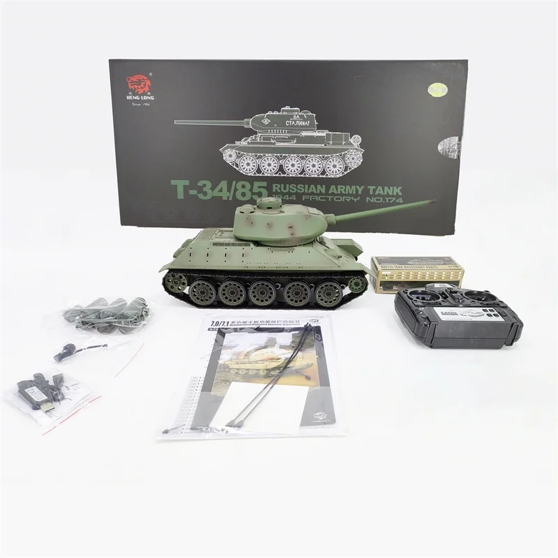 รถถังของเล่นรุ่น T-34 โซเวียต ยี่ห้อ Henglong รุ่น 3909 ควบคุมด้วยรีโมทไฟฟ้า ยิงลูกกระสุน BB ได้  แบบจำลองระดับทหาร สำหรับเด็กอายุ 14 ปีขึ้นไป