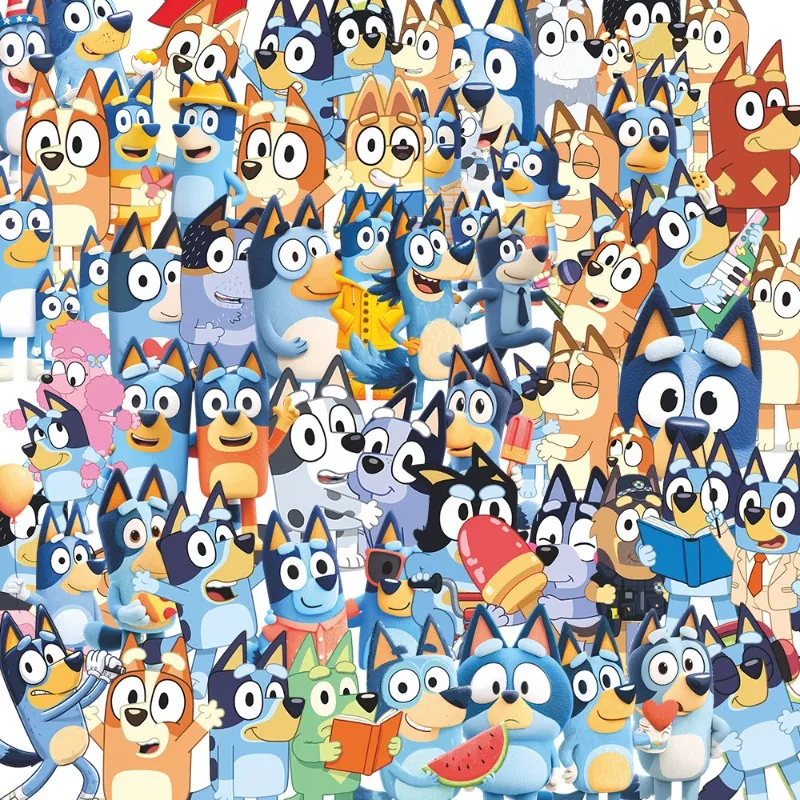 

Набор из 50 наклеек Bluey: креативные мультяшные водонепроницаемые стикеры для холодильника, чемодана, блокнота. Подарок для детей.