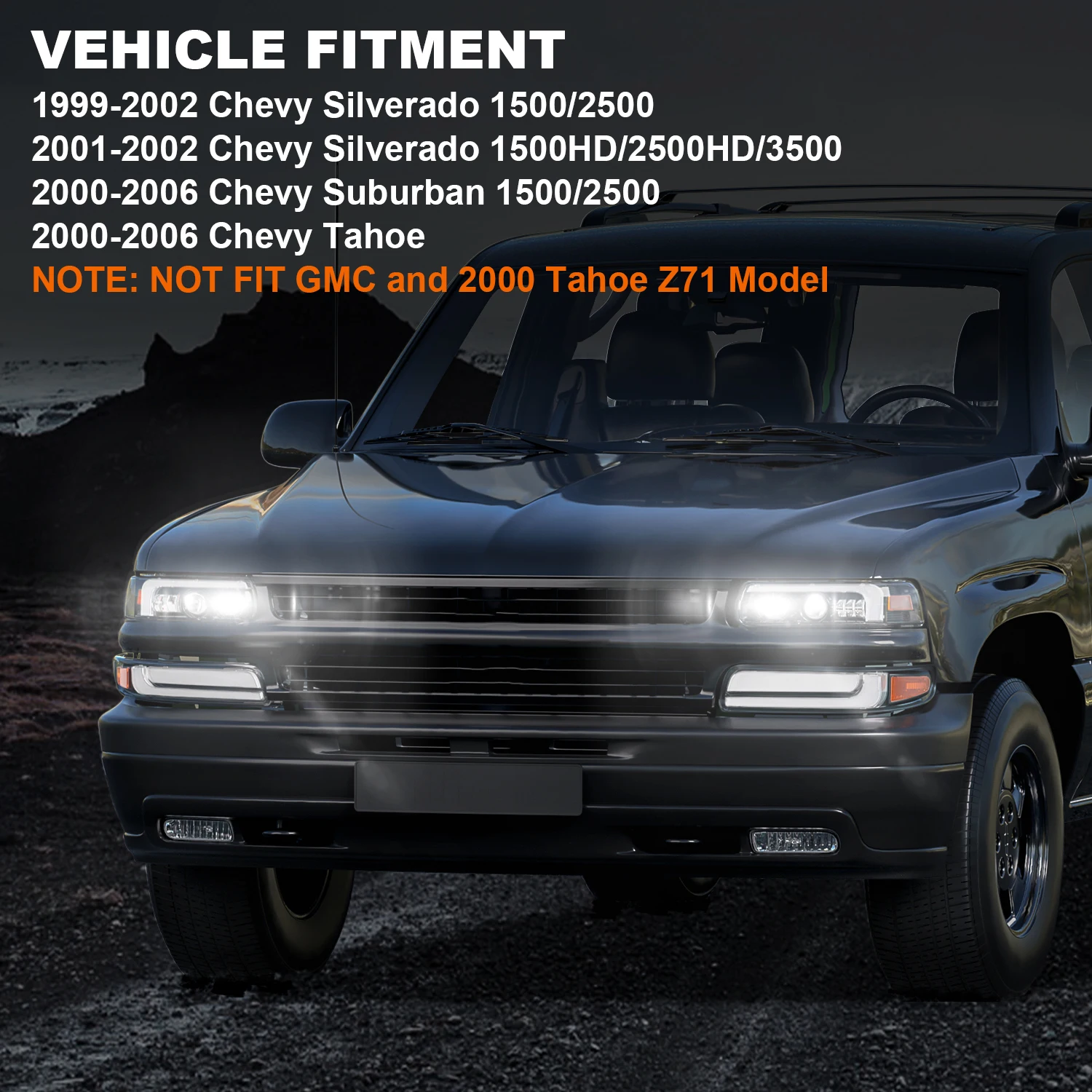 99-02 Светодиодная фара Chevy Silverado 1500 2500/00-06 Suburban Tahoe в сборе 01-02 Светодиодная фара Chevy Silverado 1500HD 2500HD