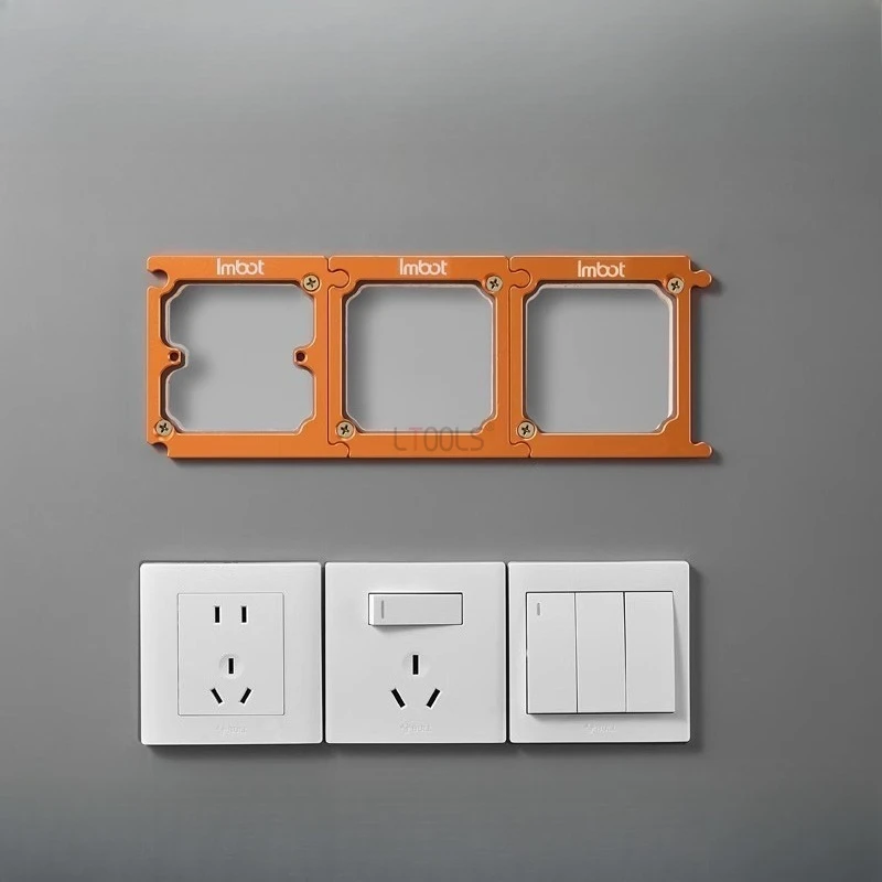 Spliceable 86 Type Socket Slotting Mold Wooden Panel Drilling Template Aluminum Alloy Woodworking Square Switch Cutting Template