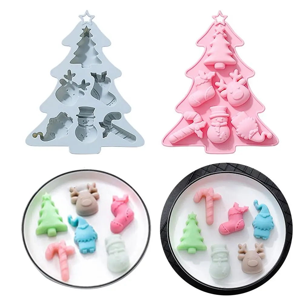 Soap Mould Christmas Theme Baking Pan Chocolate Cake Mold Christmas Snowman Socks Elk Crutch Silicone Mold Santa Claus Tree