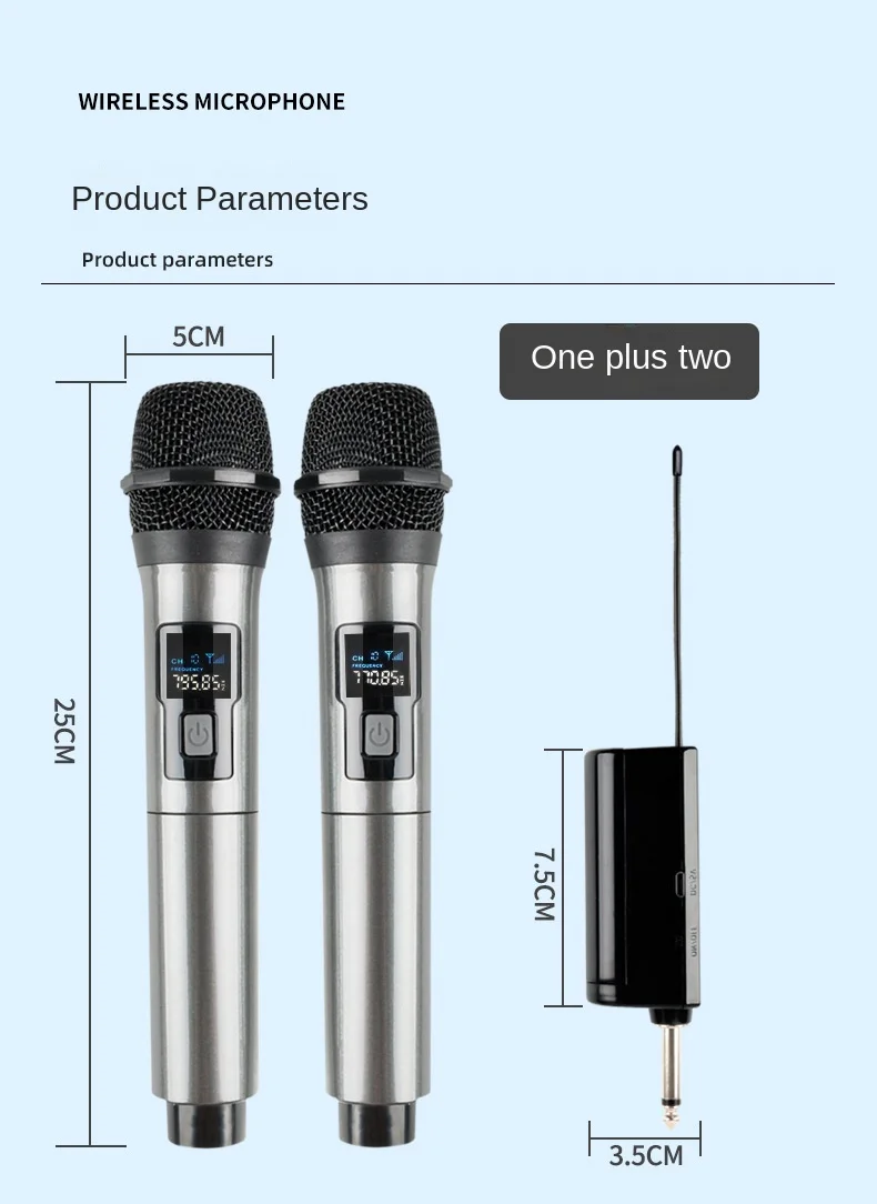 Wireless Microphone UHF Fixed Frequency Professional Microphone for Party Karaoke Church Show Meeting (Battery Not Included