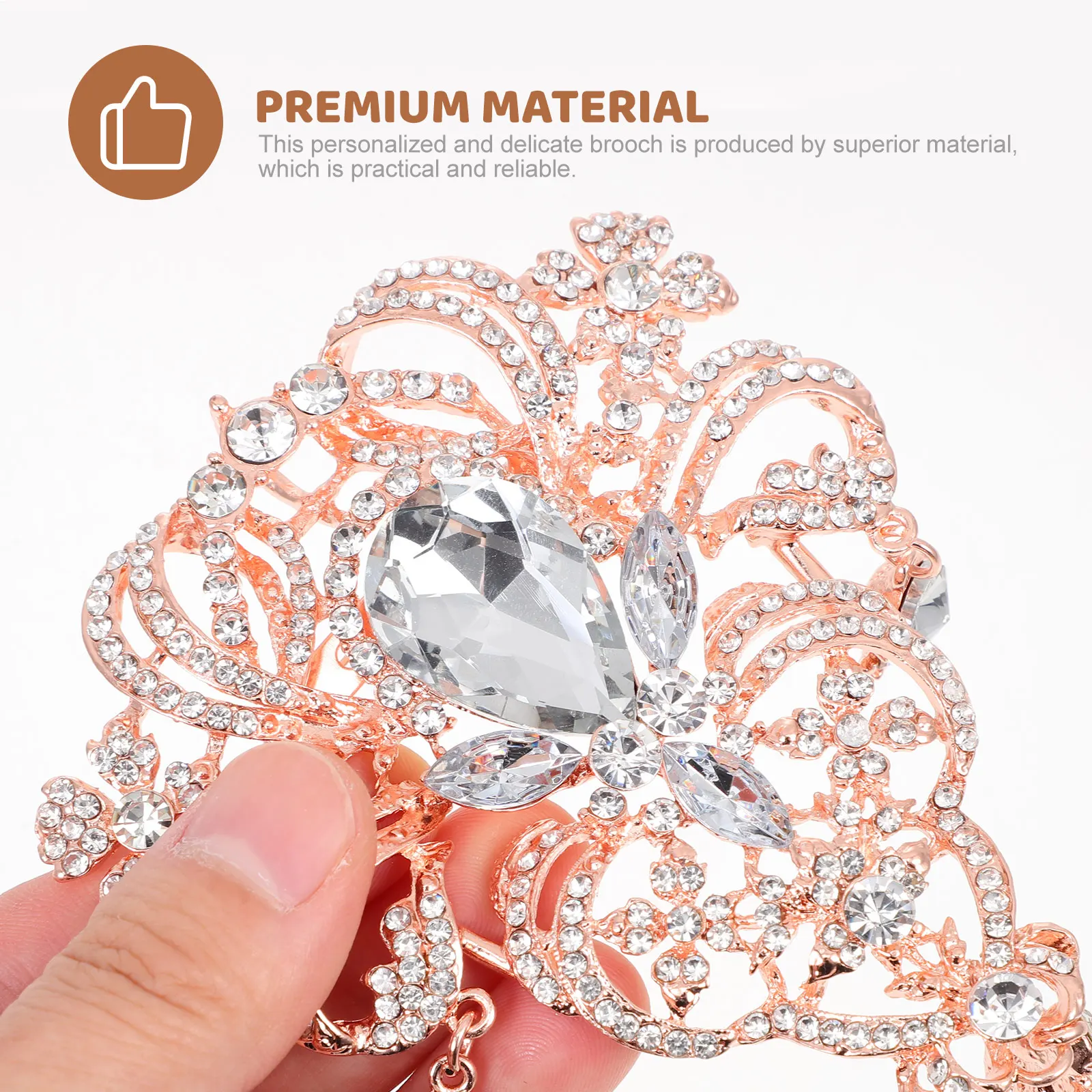 

2pcs Rhinestone Brooch Elegant Crown Design Women Bridal Clothes Decor Pin Fashion Accessories Chest Flower Pin