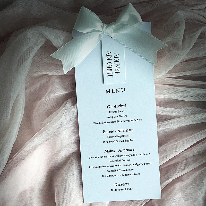 

customized Wedding menu baby birthday Party Plate Card white bowknot thank you Card with didferent names tag 80set greeting card