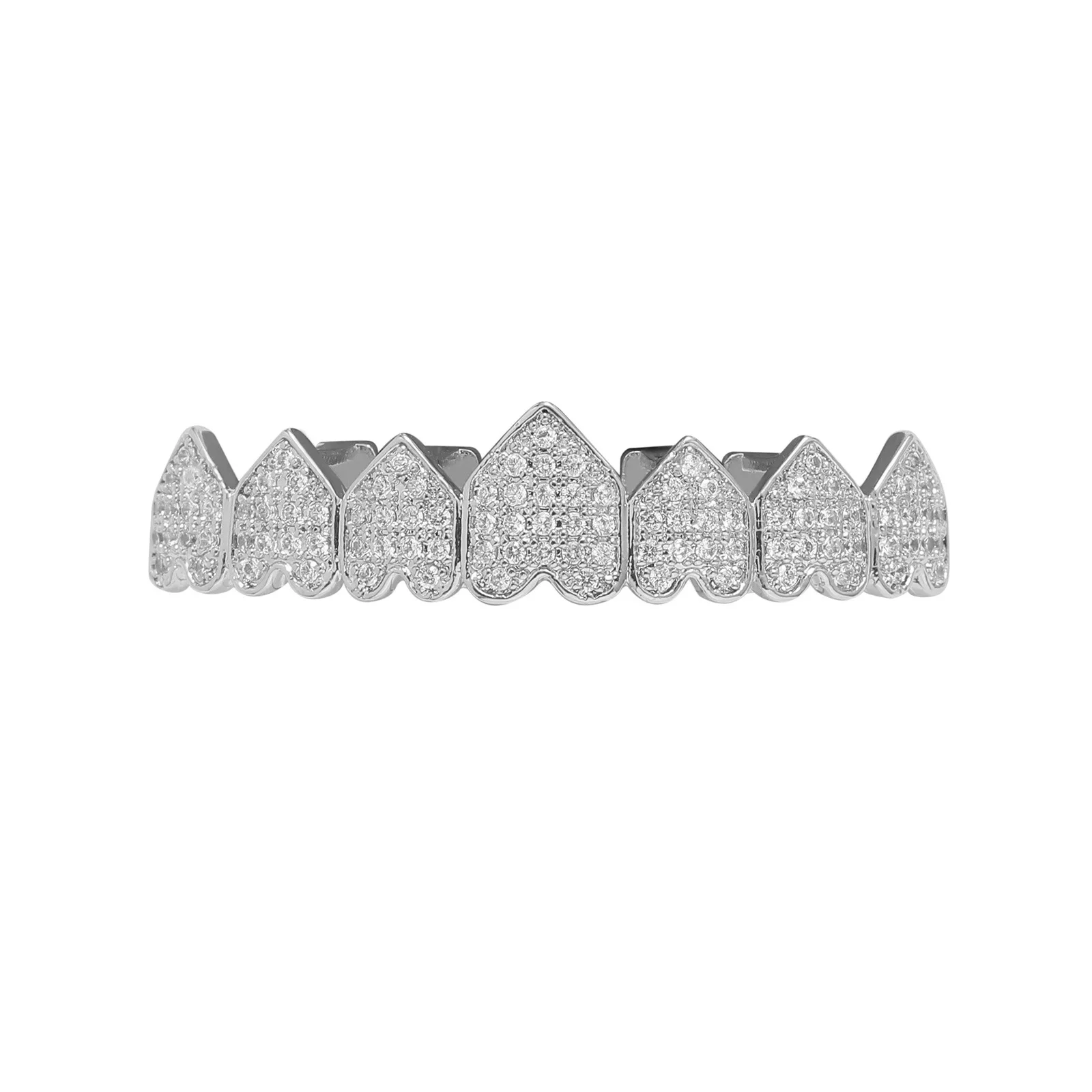 Hip Hop Full CZ Stones Teeth Grillz Caps Cubic Zircon Iced Out Micro Pave Top & Bottom Charm parrillas Set para hombres y mujeres joyería