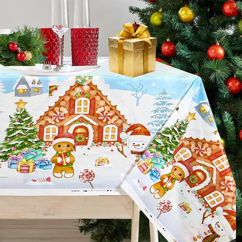 Christmas Tablecloth Merry Christmas Decorations For Home 2024 Christmas Table Cover Navidad Noel Table Cloth Gift New Year 2025