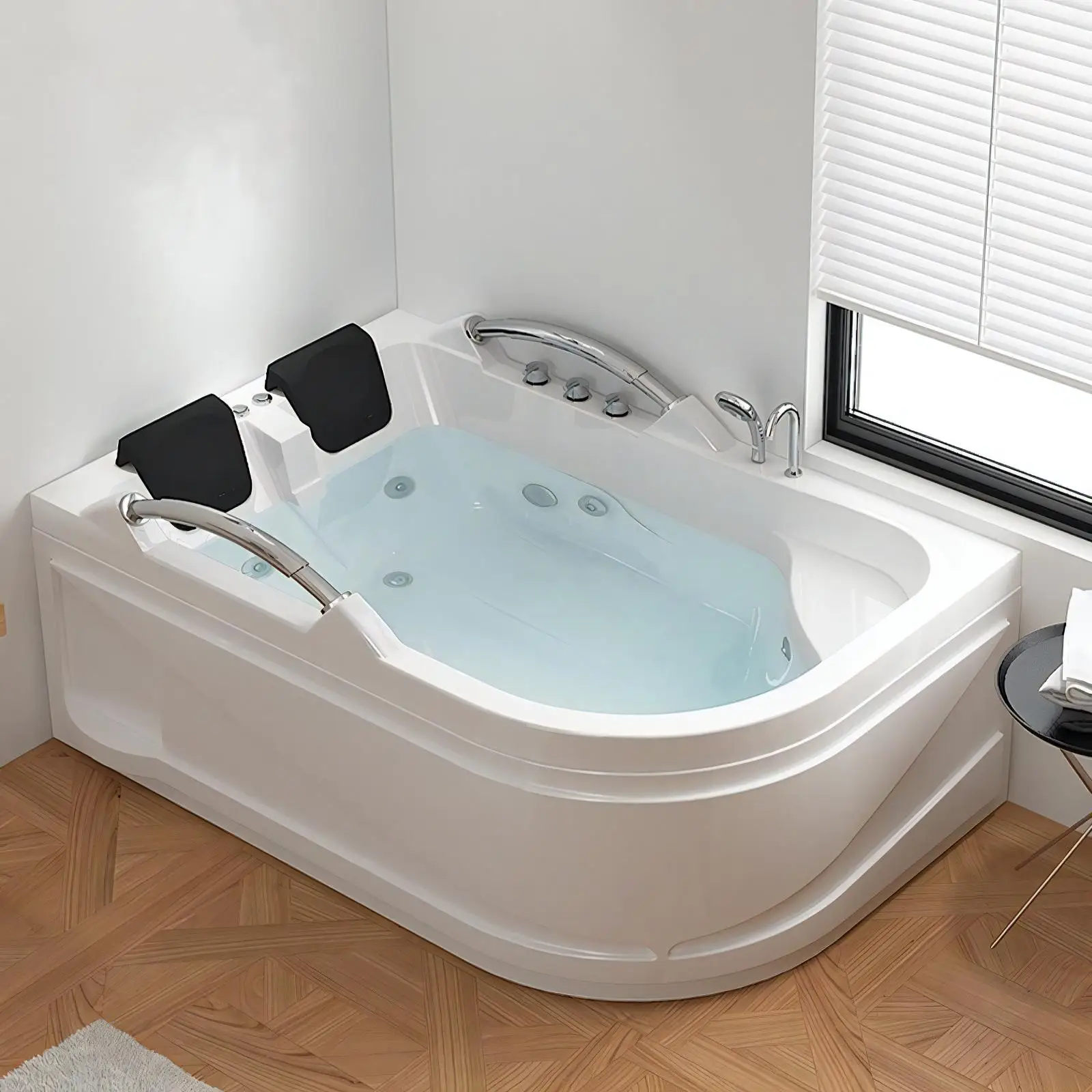 Whirlpool Massage Spa Bathtub Acrylic Rectangle White 2 Person 22 Jets 60gal+ Modern Freestanding Soaking Tub Bubble Surf