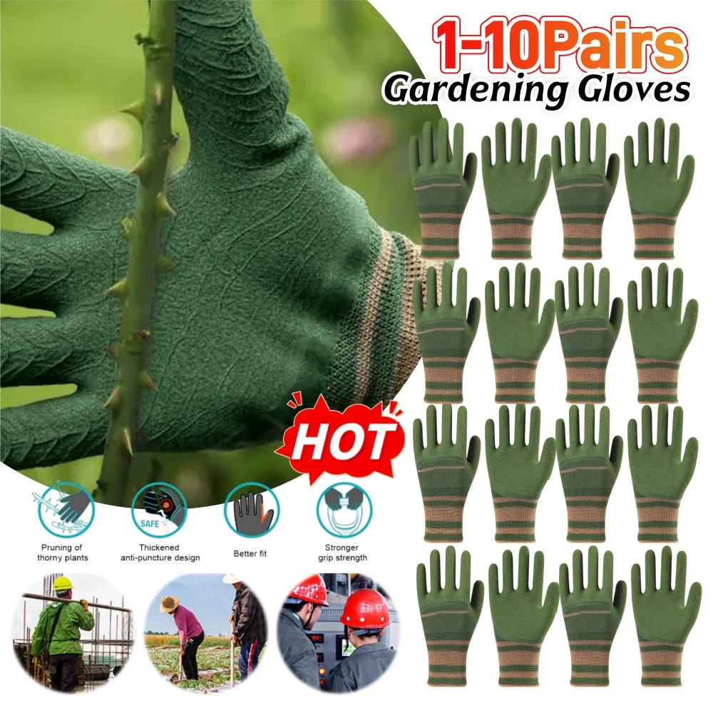 1-10Pair Gardening Gloves Thorn Proof Protection Glove Breathable Rose Gloves Waterproof Garden Gloves for Cactus Rose