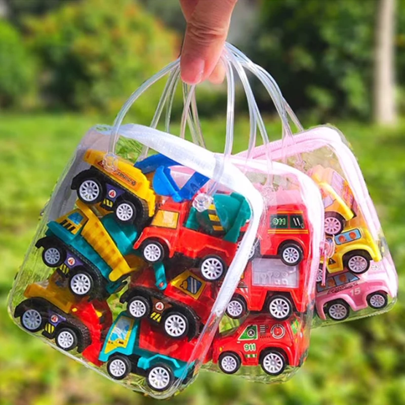 ชุดรถของเล่นเด็กแบบดึงหลัง 6 ชิ้น/ชุด รถวิศวกรรมขนาดเล็กแบบเฉื่อยสำหรับเด็ก ของขวัญลายการ์ตูนน่ารัก รถของเล่นสไตล์การ์ตูน TMZ