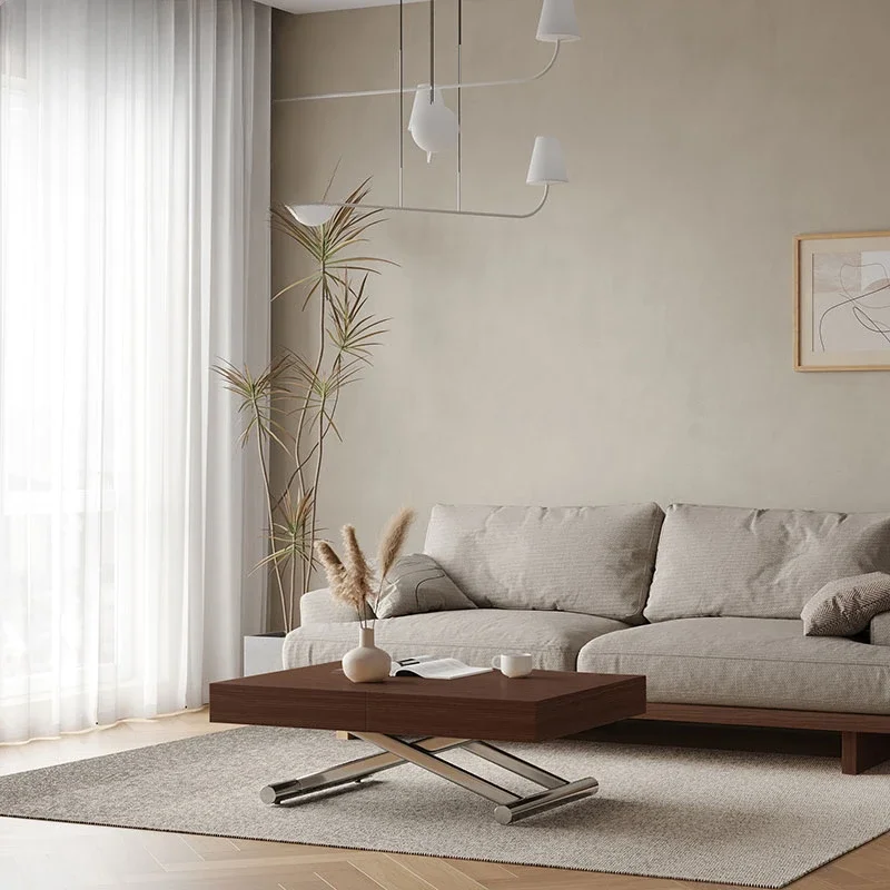 etractable coffee table, integrated dining table, dual-purpose and multi-functional, movable small apartment coffee table