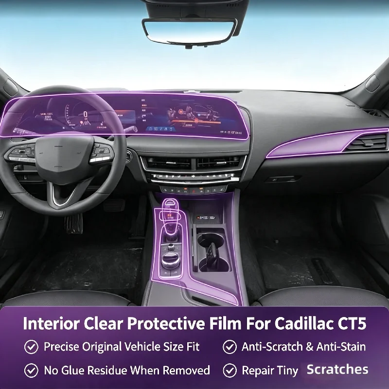 For 24-25 Cadillac CT5 screen center console gear shifter interior car  modification paint surface transparent protective film