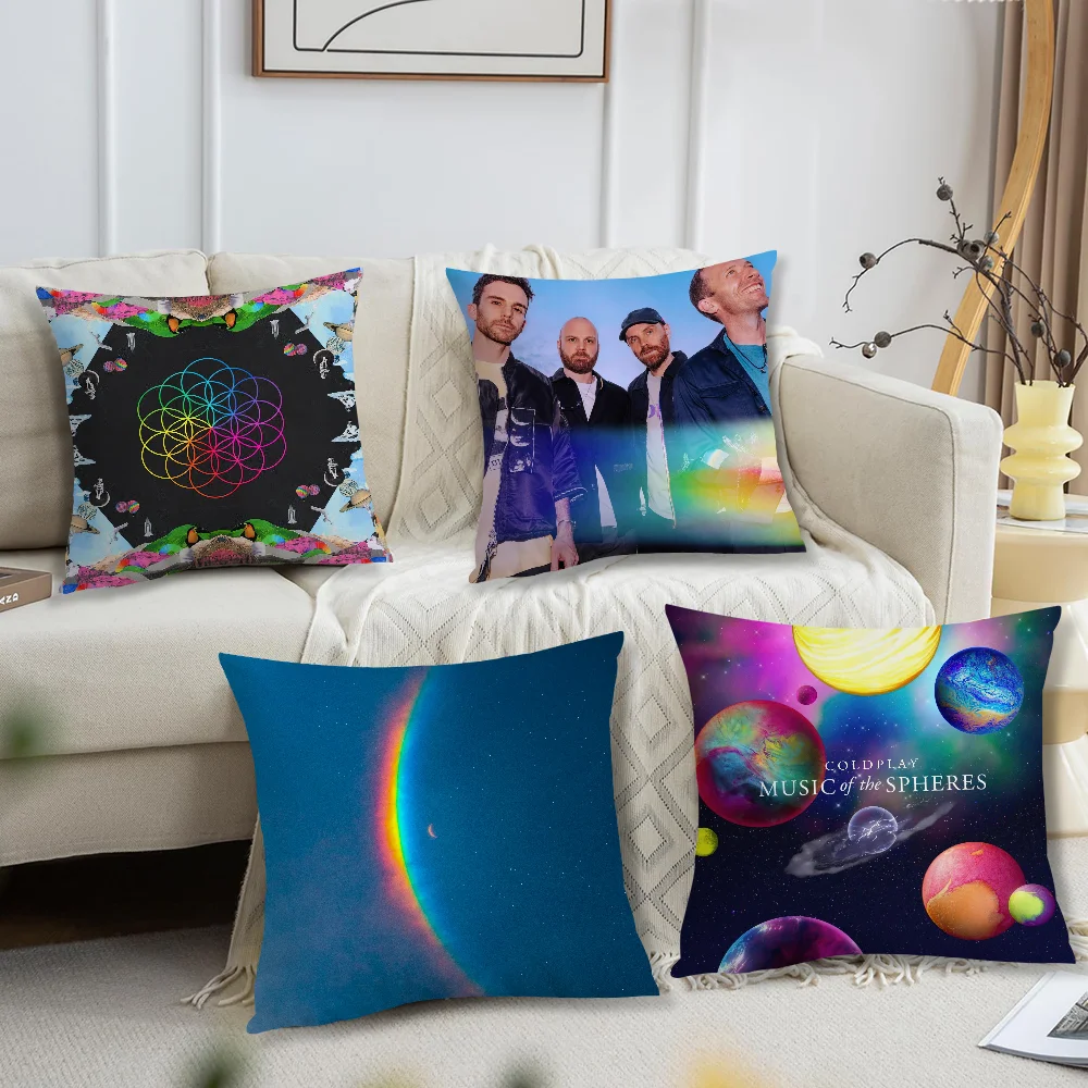 Band C-ColdplayS Moon Music Pillow Case Living Room Sofa Cushion Cover Suitable For Home Bedroom Room Decoration