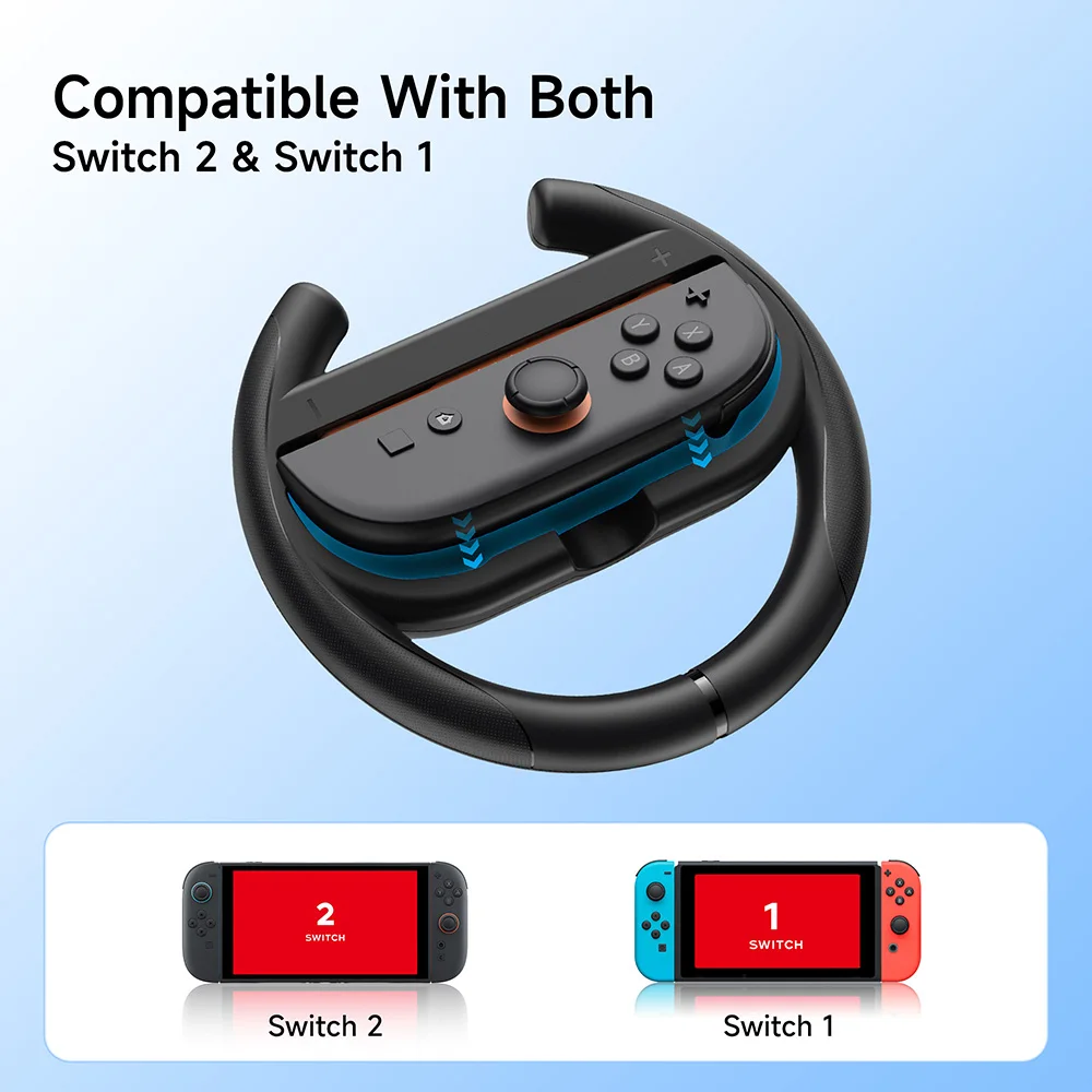 عجلات توجيه EasySMX مكونة من قطعتين لجهاز Nintendo Switch2 & Switch1، عجلات سباق لـ Mario Kart World، ملحقات ألعاب السباق NS 2