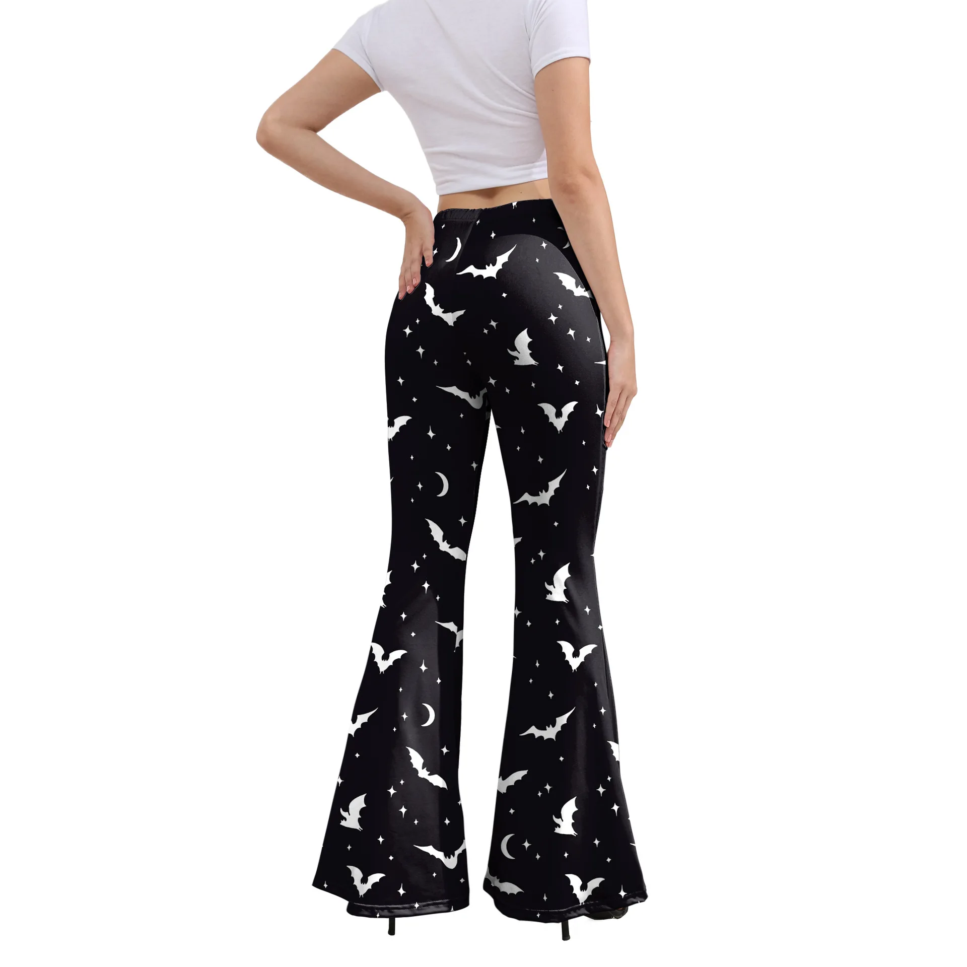 Halloween Cosplay Pompoen Schedel Print Bell-Bottoms Flare Broek Legging Strakke Elastische Hoge Taille Slanke Skinny Broek Party Bottom