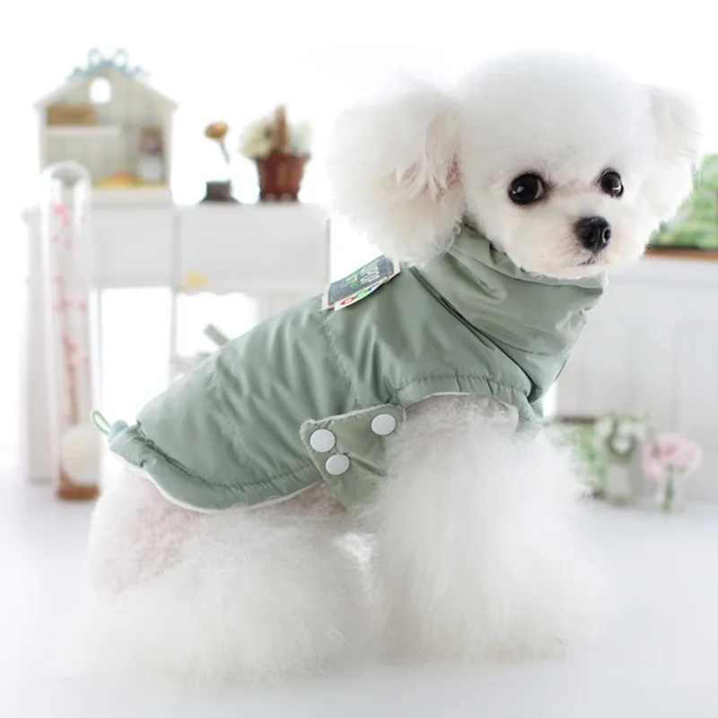 Puppy Winter Outdoor Warm Dog Coat Vest Casual High Collar Button Pet Jacket Dog Clothes For Small Dogs Designer Dog Clothes