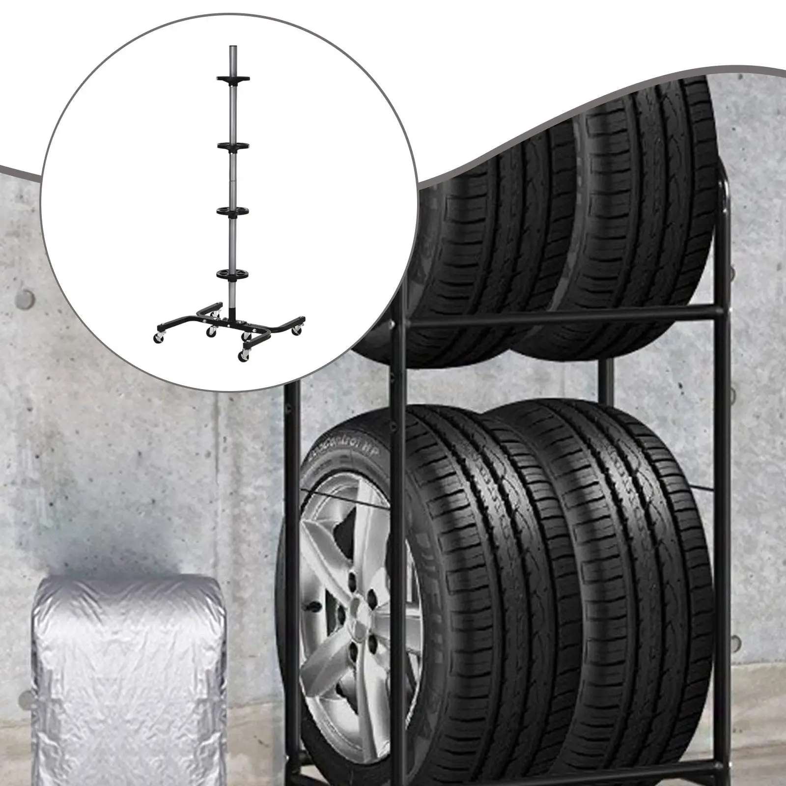 

Steel Accessories Workshops Easy Assembly Repair Shop with Wheels Professional Mobile Tire Storage Shelf Cart