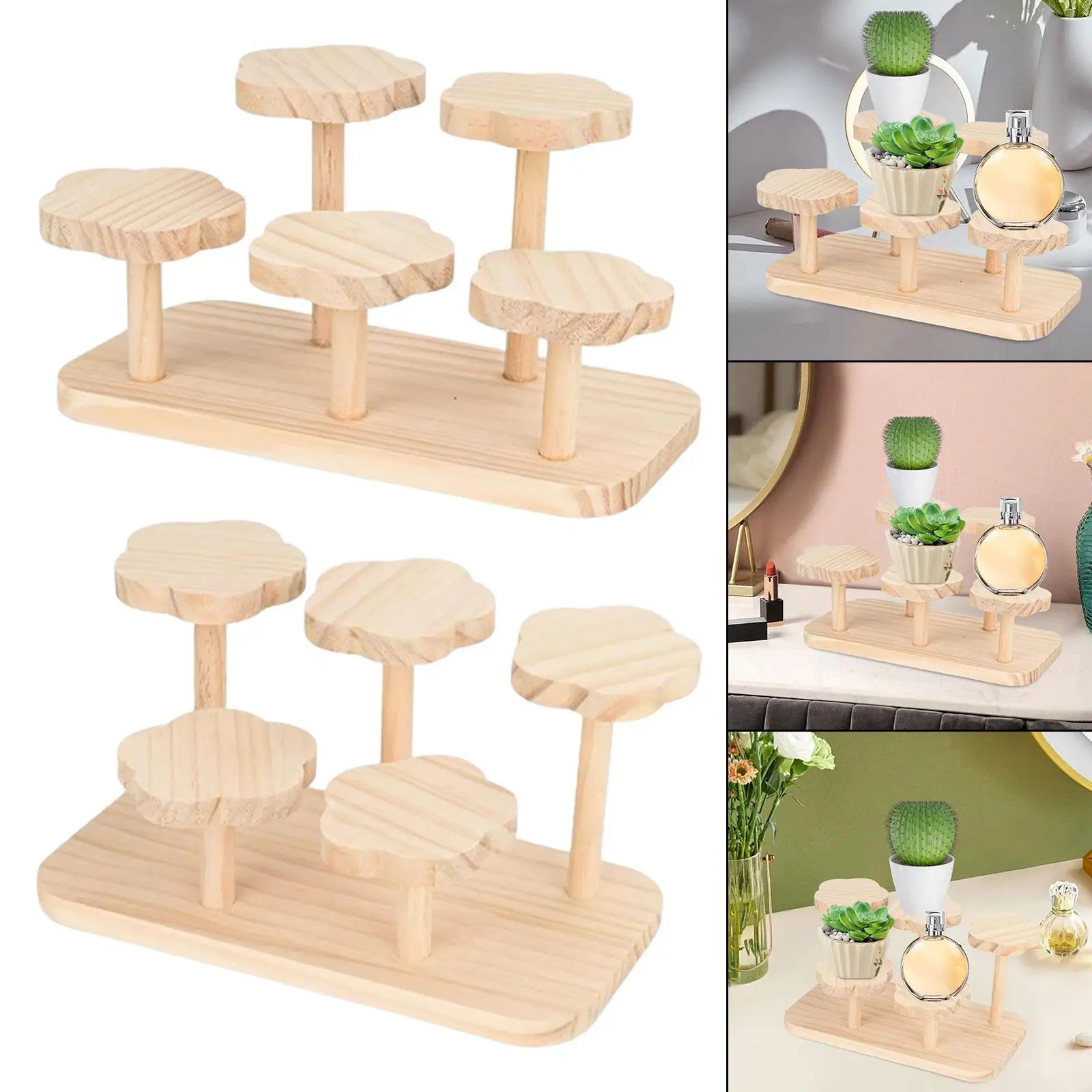 

Wooden Display Riser Stand with 2 Tiers Multipurpose for Party Kitchen