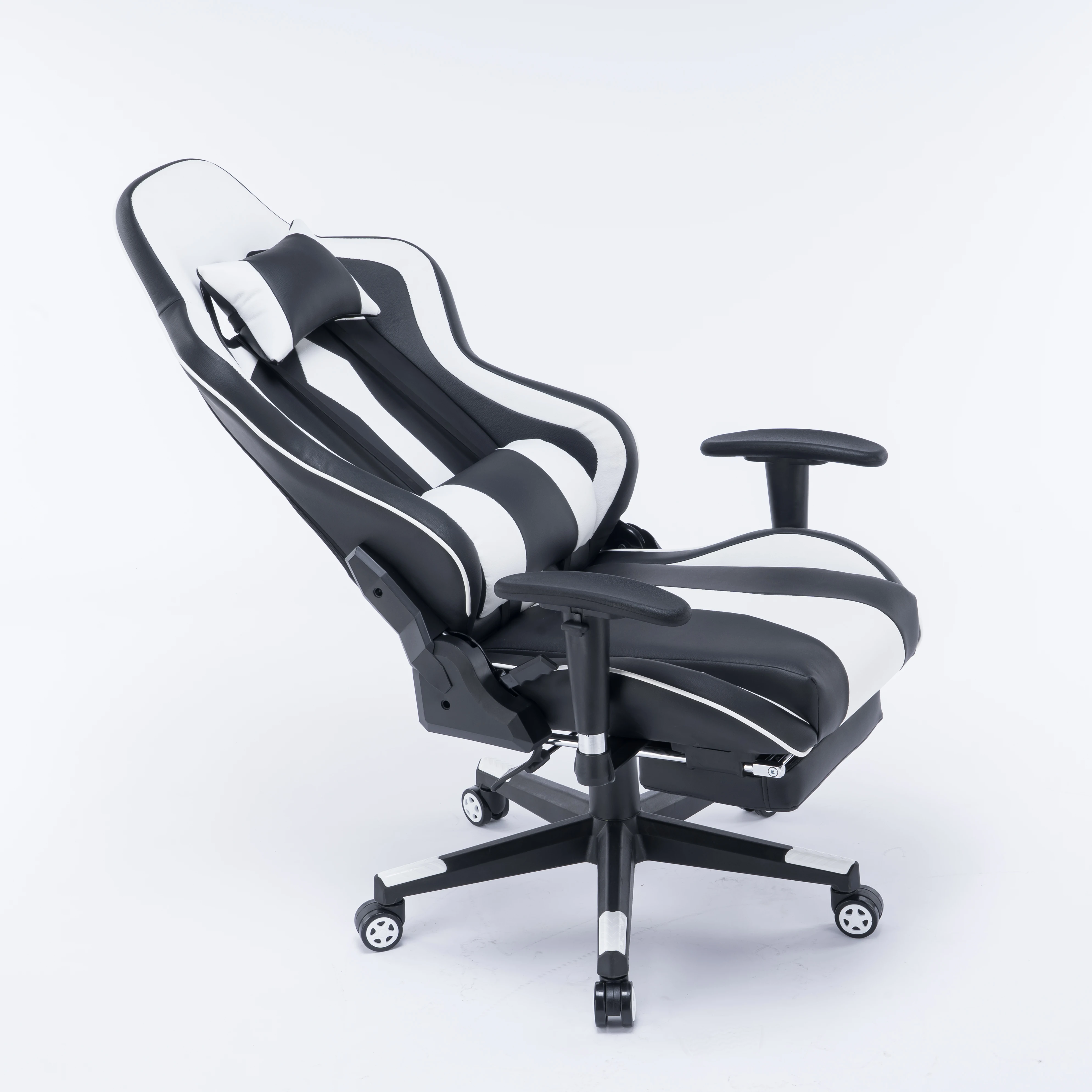 Low price comfortable polyurethane leather office computer desk game chair with ottoman
