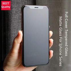 Anti Fingerprint Blue Ray Matte 9H Tempered Glass for iPhone 16E 16 15 14 13 12 mini 11 Pro X XR XS Max Plus SE Screen Protector