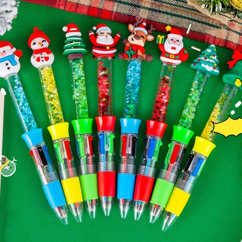 Multicolored Pen 4Pcs 0.5MM Pen Tip Smooth to Write 4 Color-in-1 for Student Artist Writing Christmas Stocking Fillers K1KF