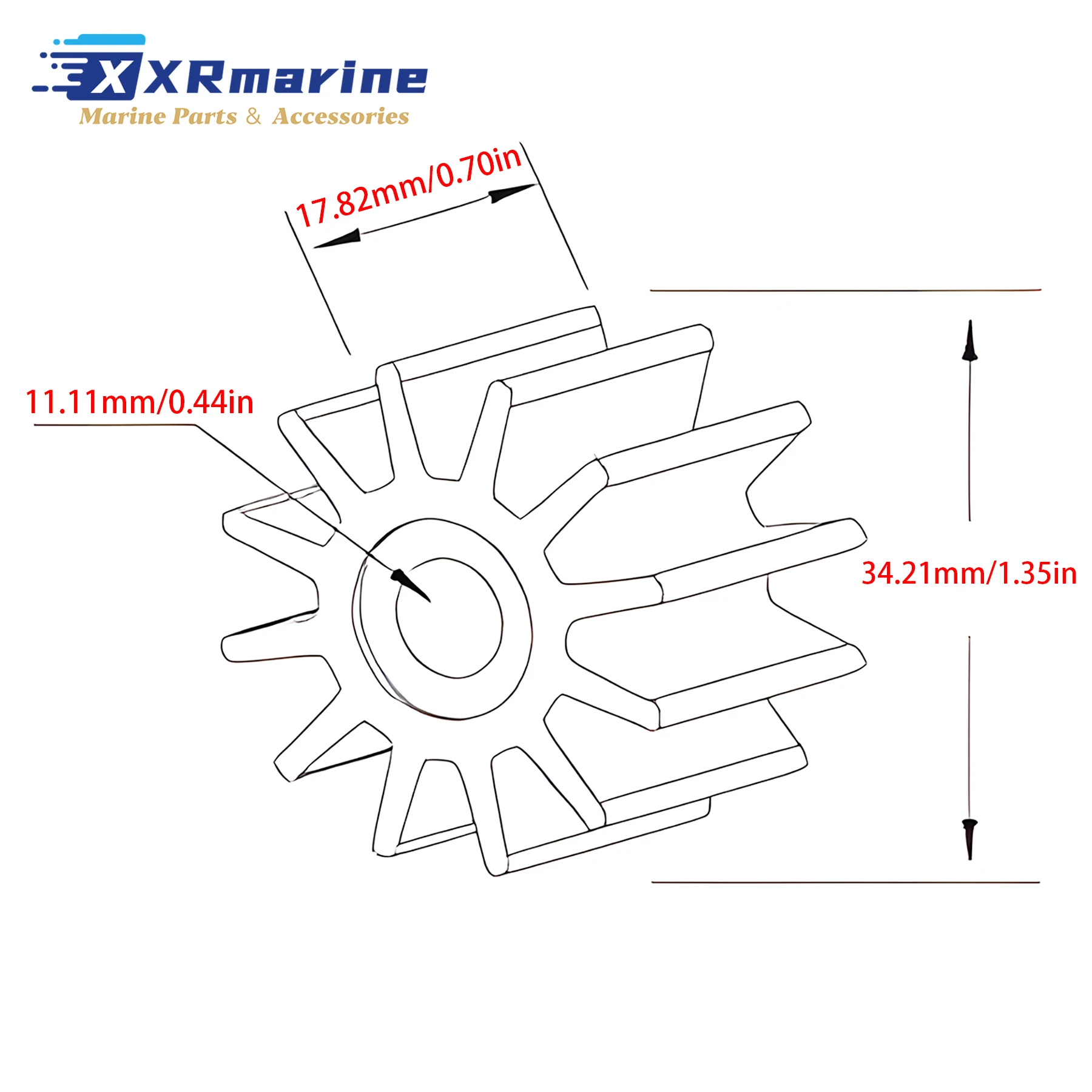 Outboard Water Pump Impeller Compatible with Evinrude Johnson 2HP 2.5HP 3HP 3.5HP 4HP E2 E3 E4 Series Cooling System