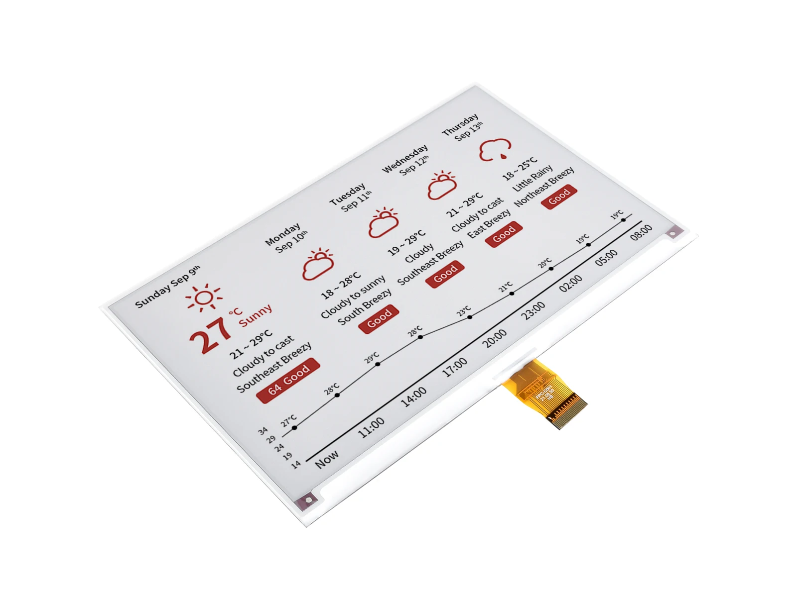 Waveshare 7.5 polegadas e-Paper (B) E-ink Raw Display Vermelho Preto Branco Três cores, SPI, e-paper para Raspberry Pi 4B/3B/3B +/Zero/Zero W
