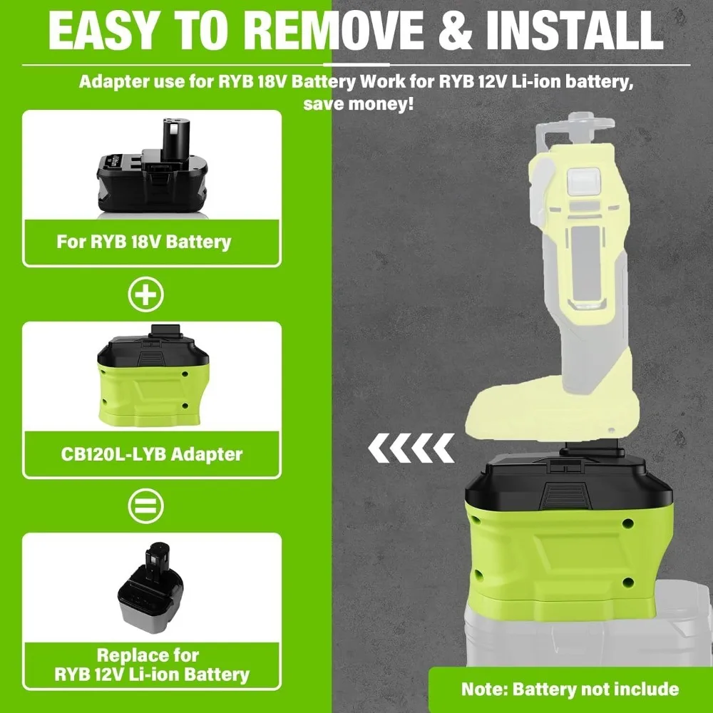 Converter for Ryobi 18V to 12V tool Adapter for Ryobi 18V Li-ion Battery to for Ryobi 12V Cordless Power tool