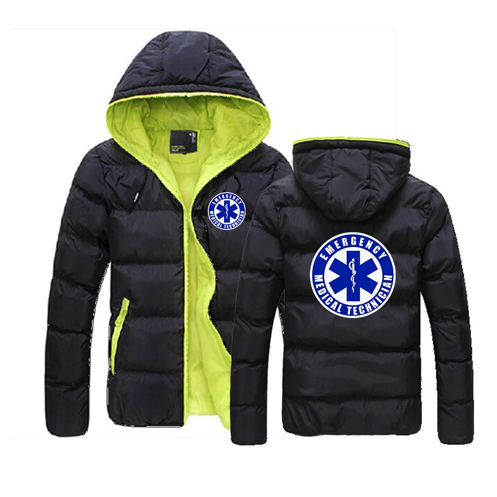 

EMT Emergency Ambulance 2024 Men New Autumn Winter Breathable Six-color Cotton Jacket Casual Hooded Solid Color Fashion Coat Top