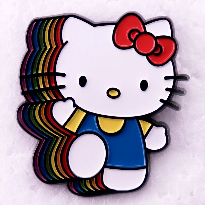 Cute Cartoon Kitty Rainbow Enamel Pin Brooch Jewelry Decorate for Fans