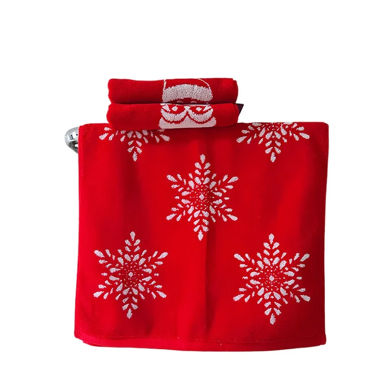 

New Snowflake Santa Claus Christmas Towels Cotton Soft Thickened Red Towels New Year Home Bathroom Face Towel 40x76CM