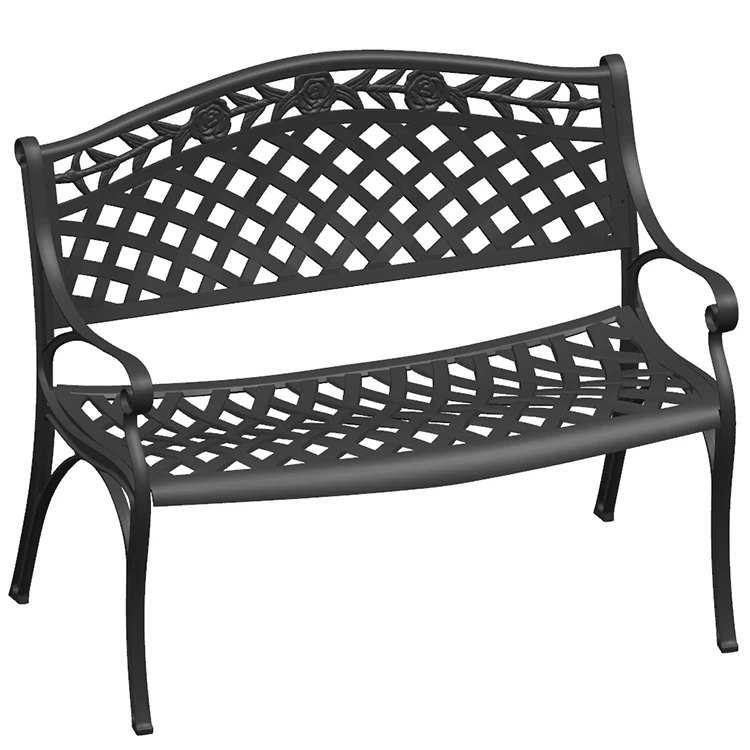 

Outdoor Cast Aluminum Rose Patio Garden Bench
