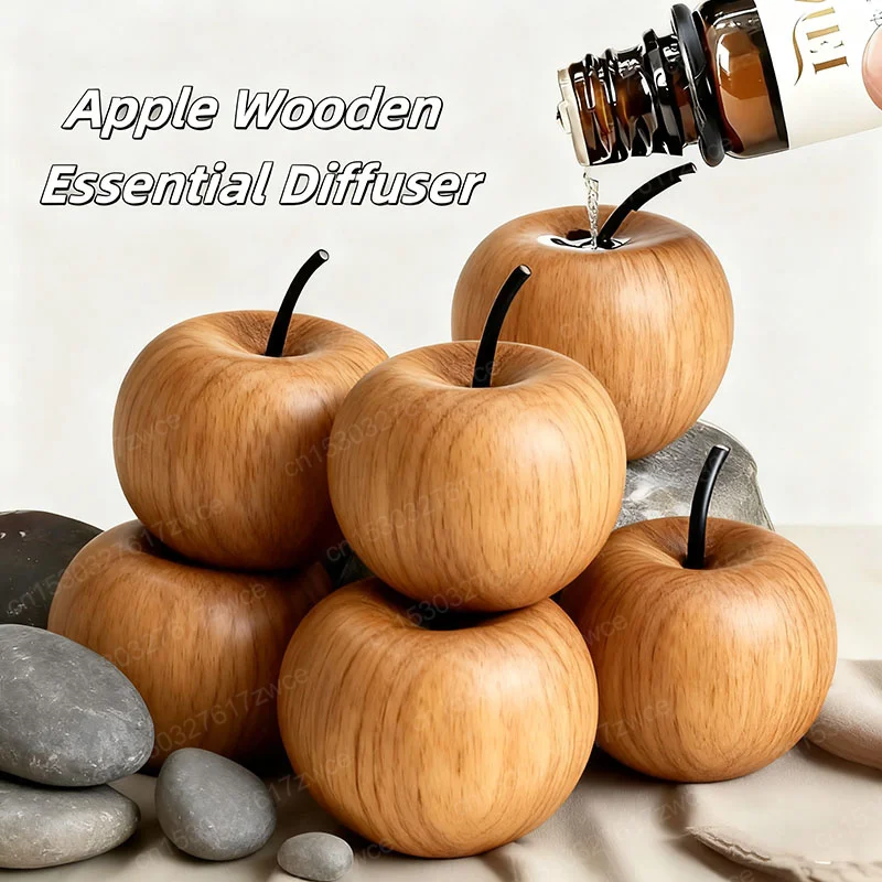 Solid Wood Apple Essential Oil Diffuser Mini Long-Lasting Fragrance Car Home Holiday Decor Christmas Gift Durable Essential Oil