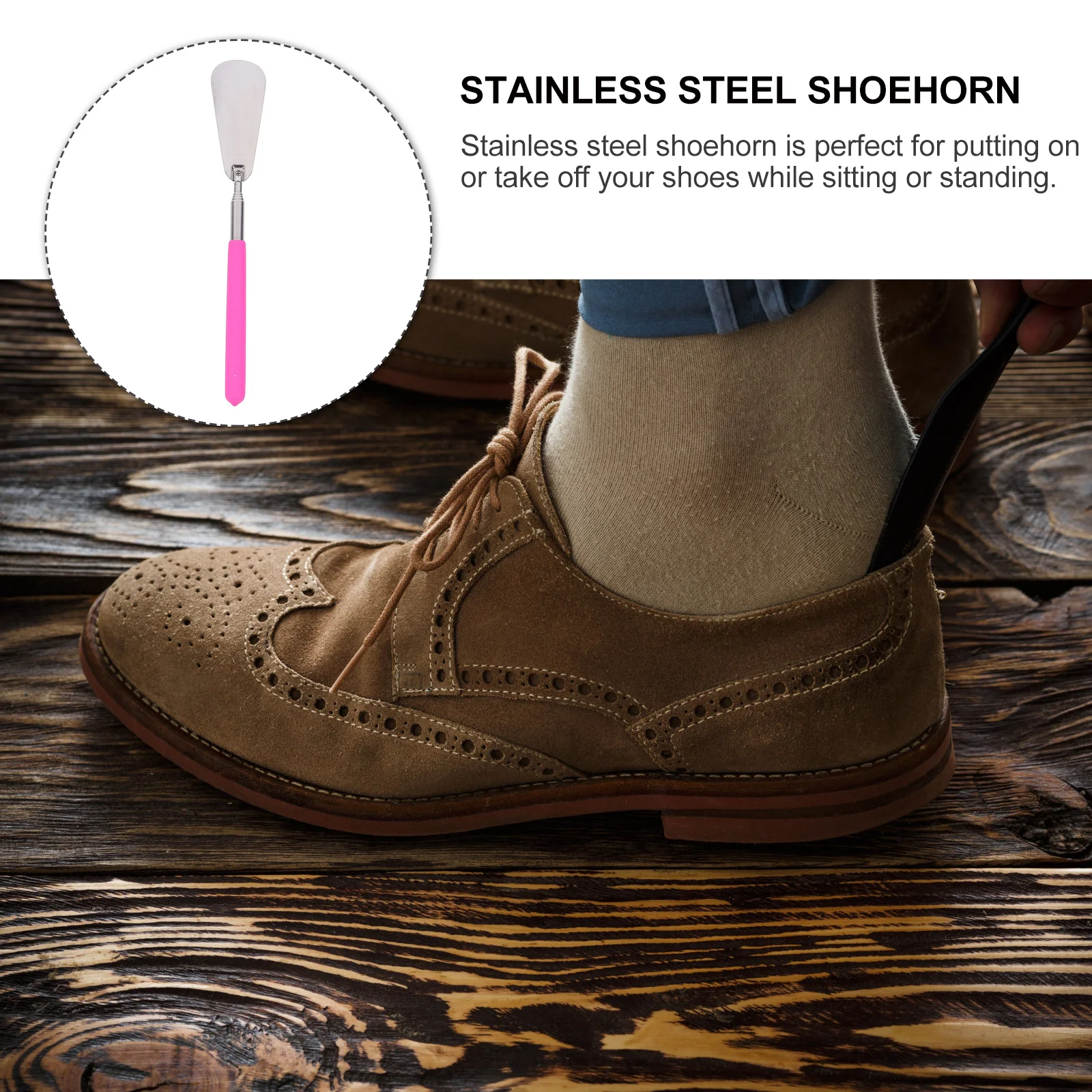 

1pc Portable Shoe Horn Stainless Steel Straight Lightweight Durable Easy Clean Ergonomic Shoes Lifter For Elderly Pregnant Women