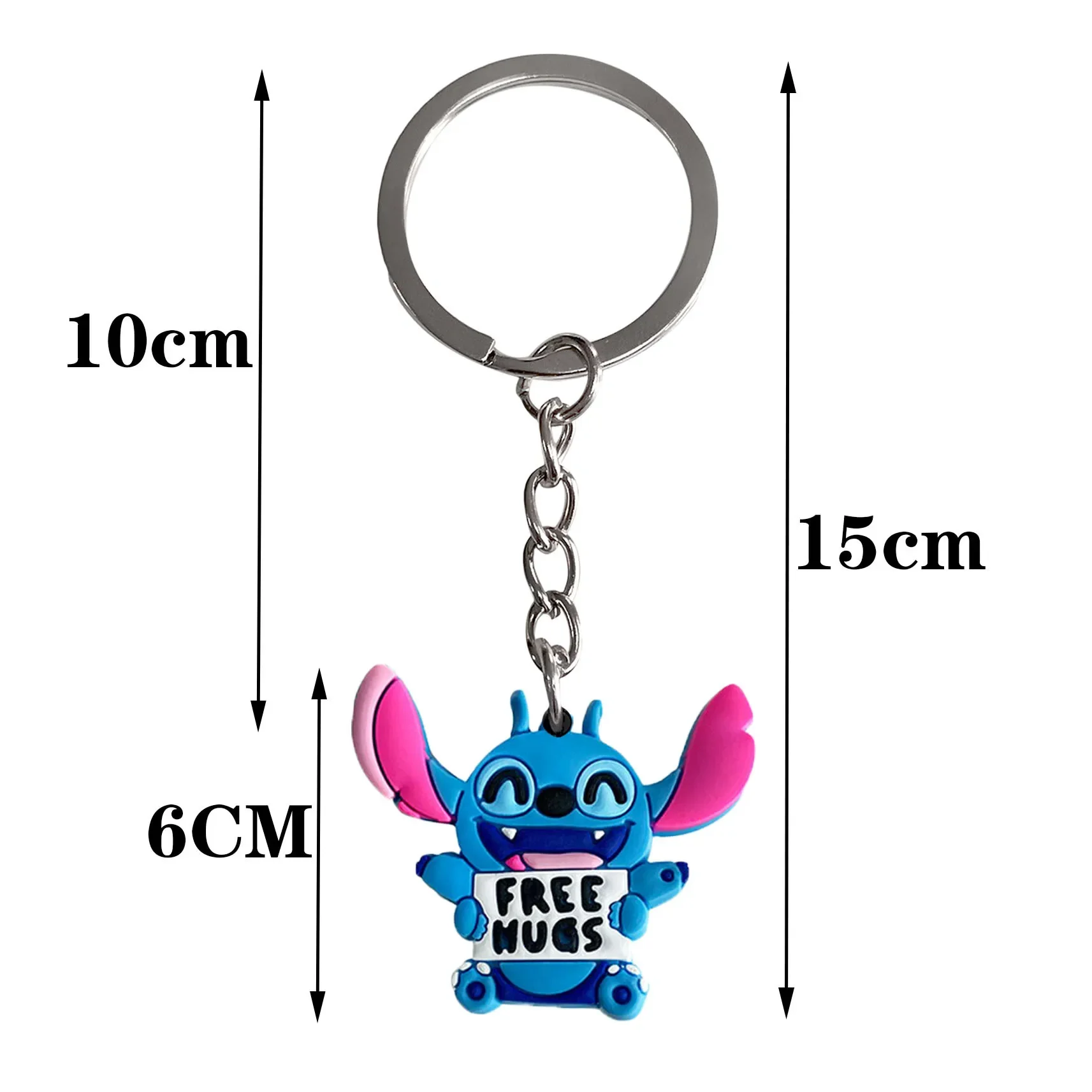 Cartoon Stitch Keychain Silicone Funny Keyring Bag Pendant Couple Car Keyholder Creative Bag Charm Accessories Gift