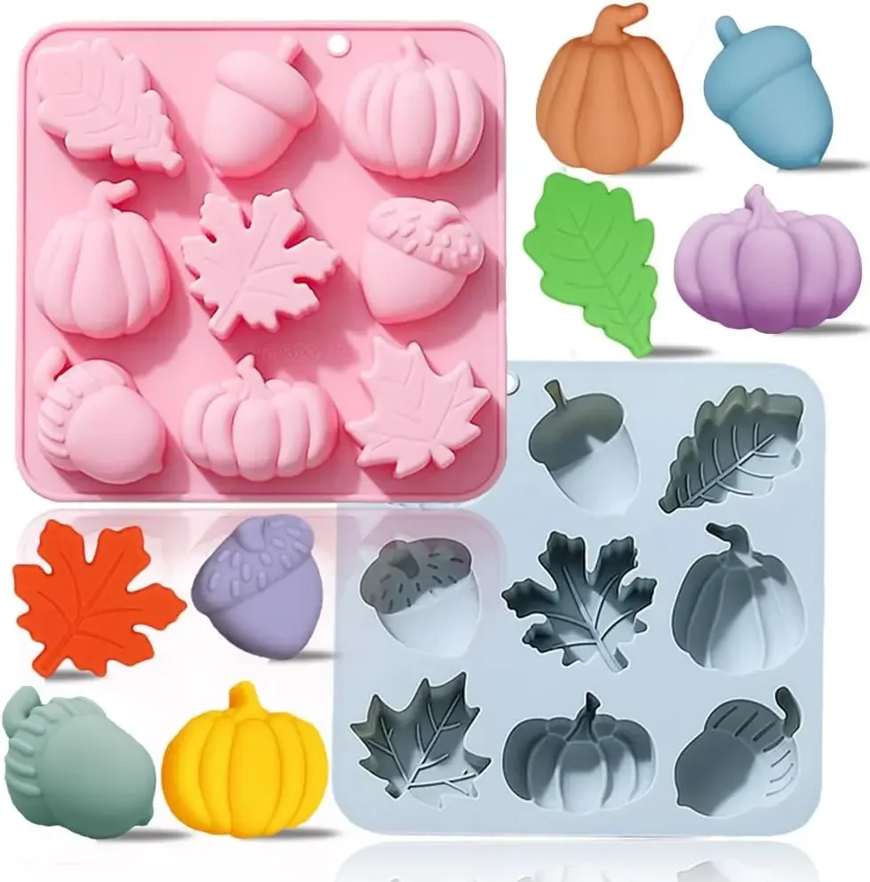 

VERIDIAN Fall Harvest Thanksgiving Chocolate Molds Autumn Pumpkin Acorn Maple Leaves Silicone Molds Baking Tools Cake Decoration