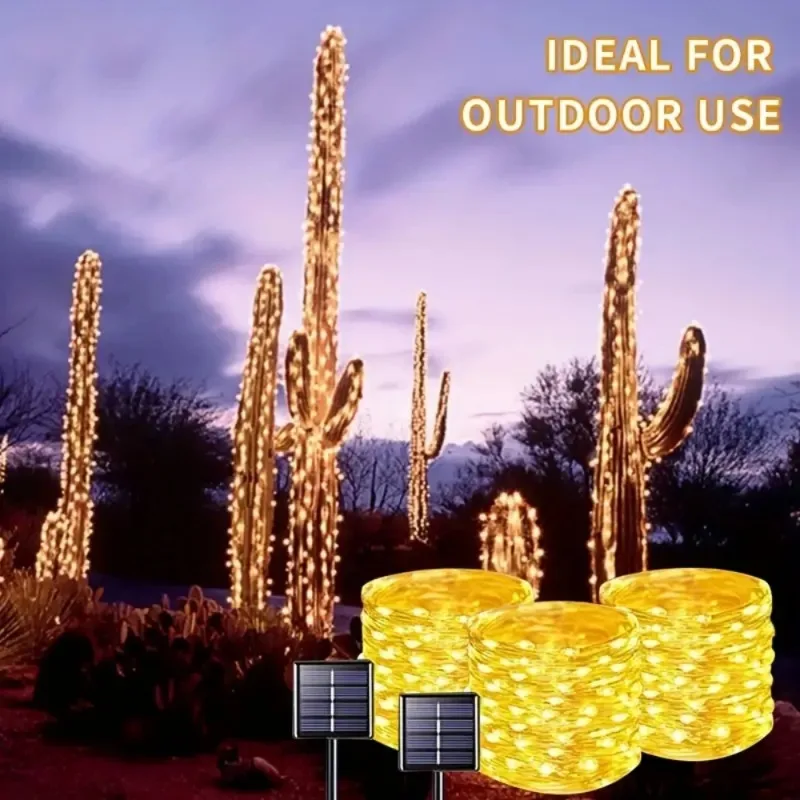 LED Copper Wire Light String Holiday Wedding Party Summer Garden Home Decoration Lighting Outdoor Patio Solar Garland Lamp