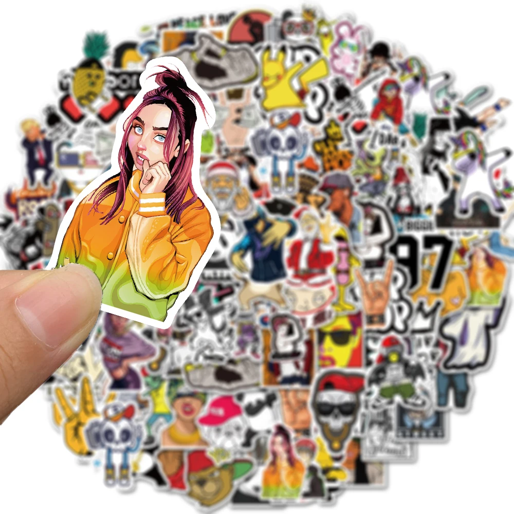 50/100Pcs Pop Hip Hop Style Cartoon Stickers Funny Decals for Guitar Bike Car Helmet Skateboard Graffiti Sticker Kids Toys