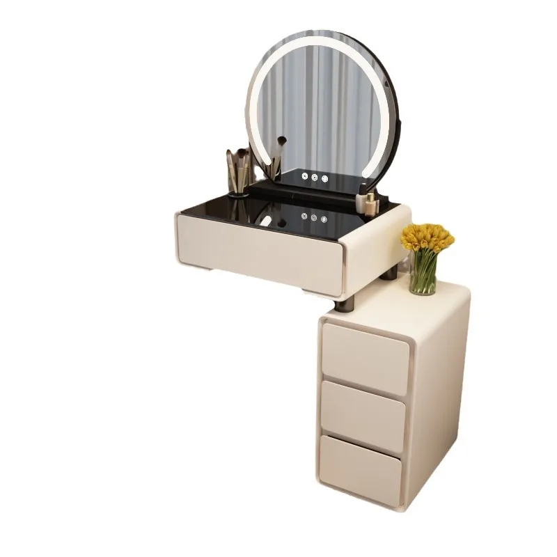 

Solid wood small apartment dresser bedroom 60cm modern simple cream bucket cabinet integrated makeup table