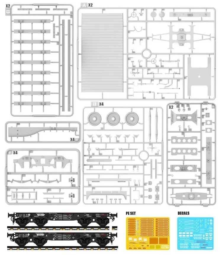 T-MODEL TK3504C 1/35 German 48Ton Type SSkra Koln Flatcar Schwerer Platformwagen - Scale Model Kit