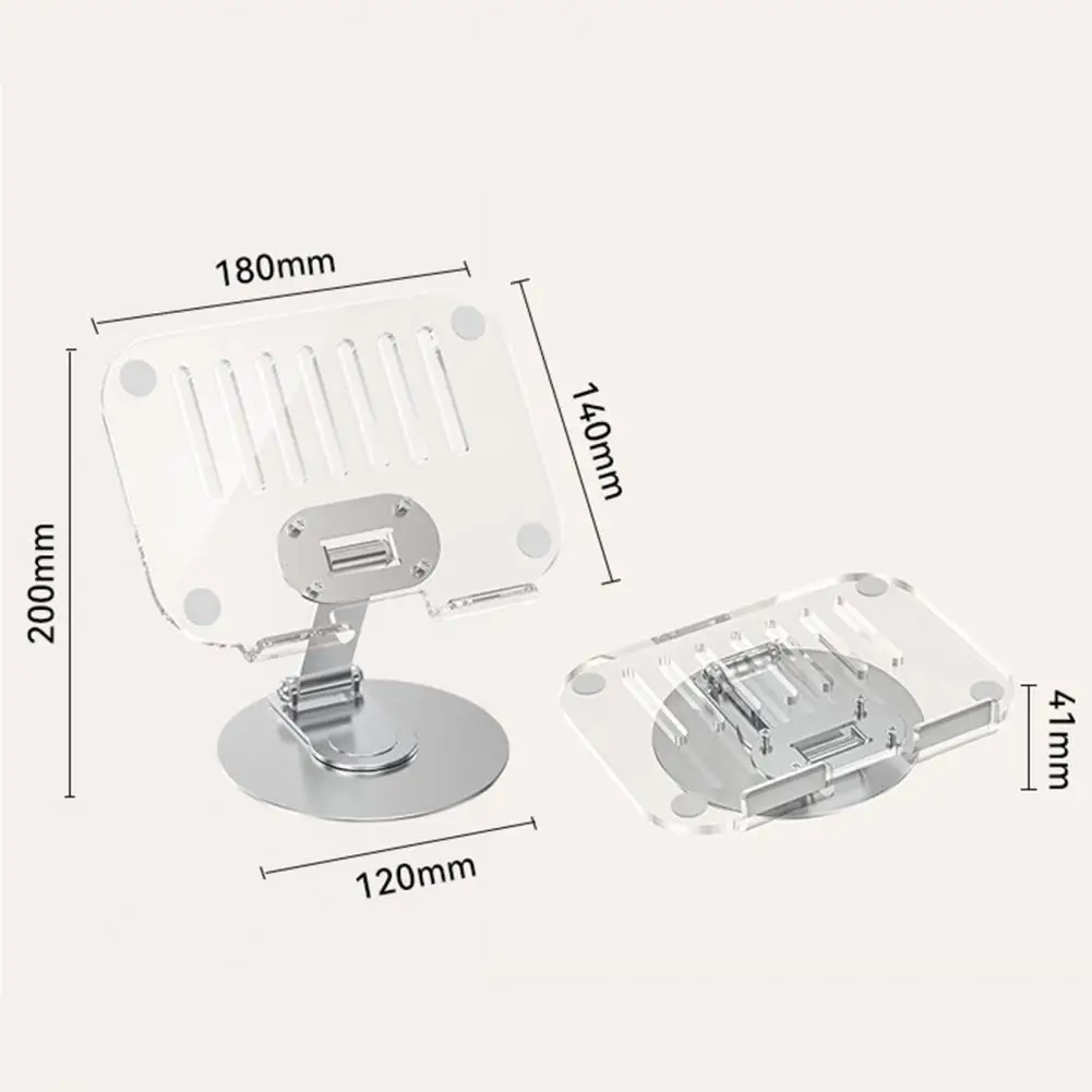 360 graus rotativo acrílico tablet titular com dissipação de calor dobrável, universal, confortável