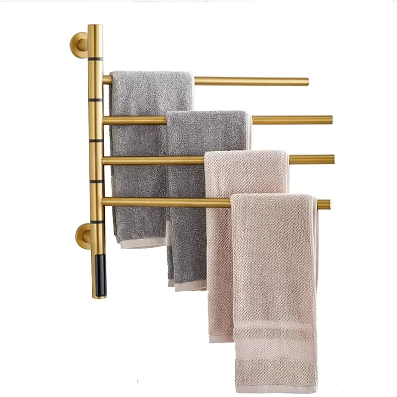 Wall Mounted Double Rotary Towel Rack Multi Stage Bathroom Storage Bar Bracket Space Saving Holder for Bath Kitchen