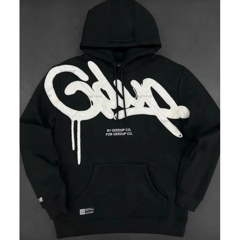 Colorful Retro Punk Letter Embroidery Casual Loose Hoodie Men 2025 High Street Trend Y2K Harajuku Oversized Sweatshirt Women