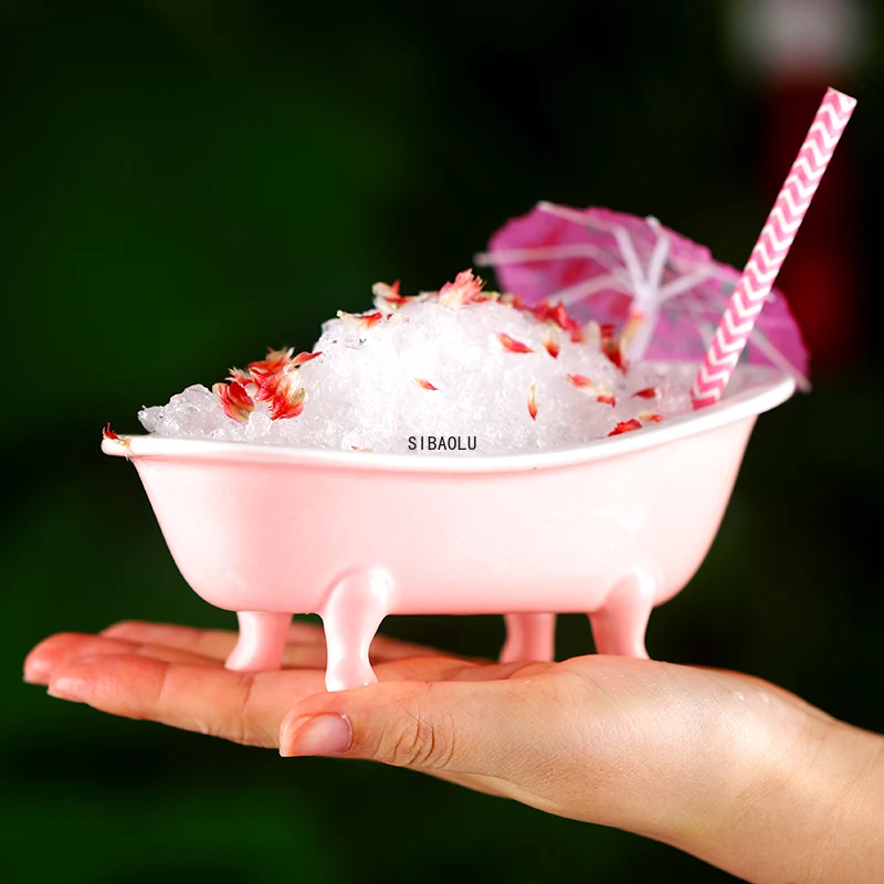 Creative 3D MINI Bathtub Cotail Glass Ceramic Smoothies Cups  Bar Charms Sorbet Container Mug Milkshake Cold Drink Glasses