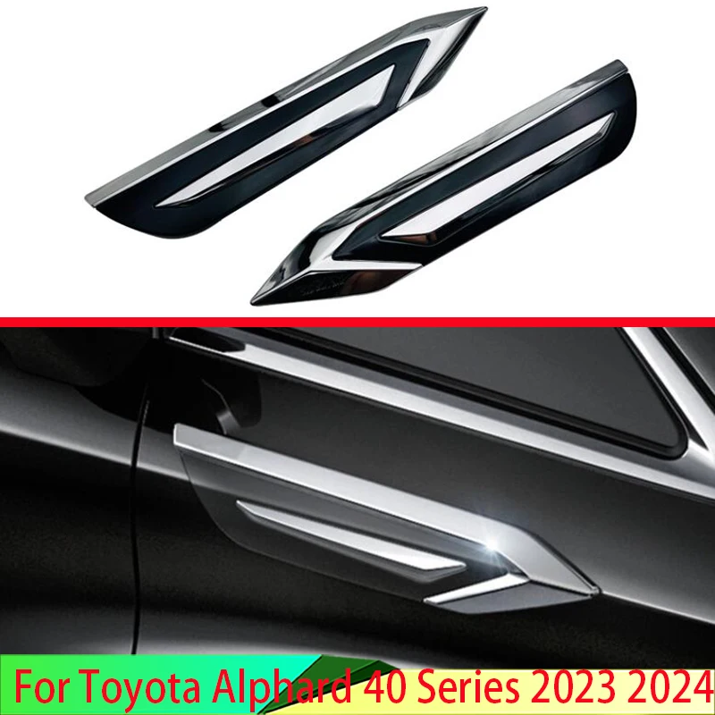 

For Toyota Alphard Vellfire 40 Series 2023 2024 Car Accessories ABS Chrome Air Flow Vent Fender Badge Sticker Side Light Trim