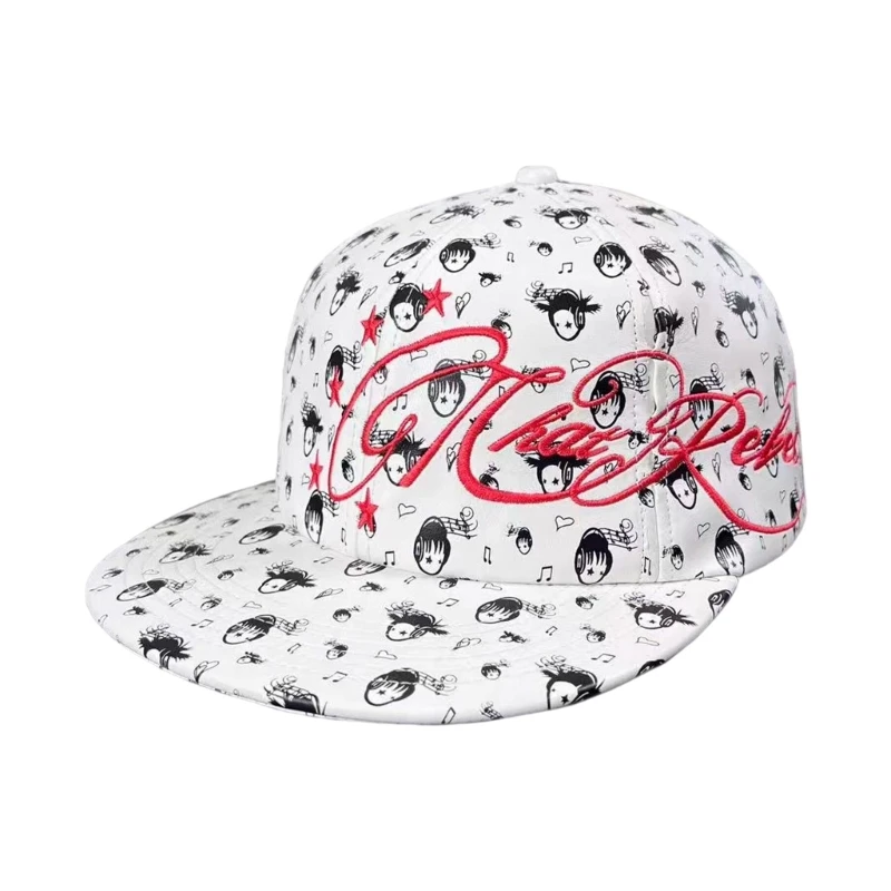 X7XB Fashionable White Snapbacks With Adjustable Fit And Embellished Note