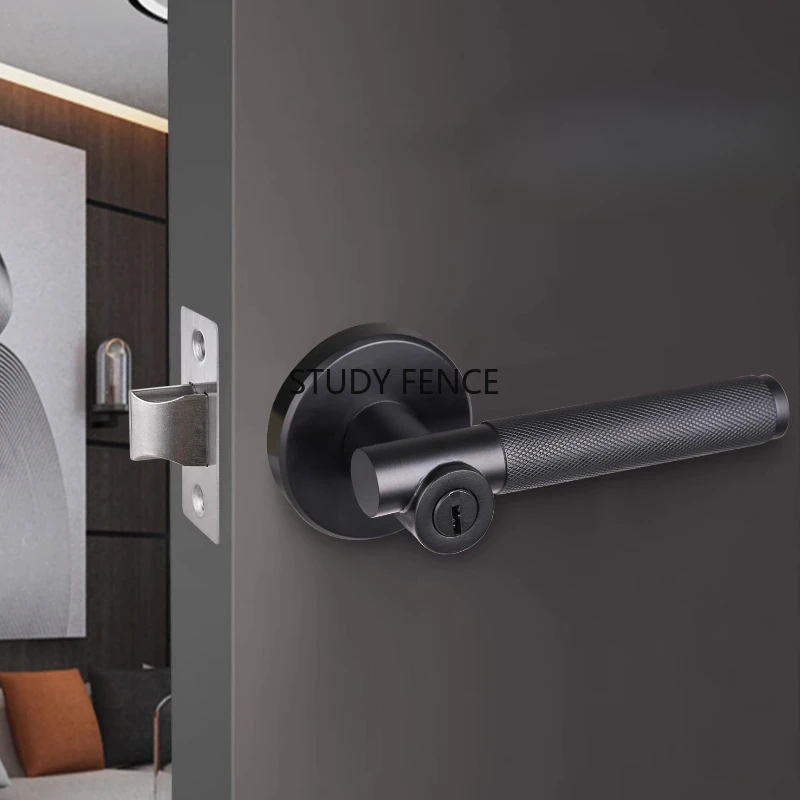 مقبض باب من الفولاذ المقاوم للصدأ داخلي عالمي ثلاثة مقبض بار قفل مقبض الباب المنزلي ملحقات الأجهزة مع مفاتيح #1