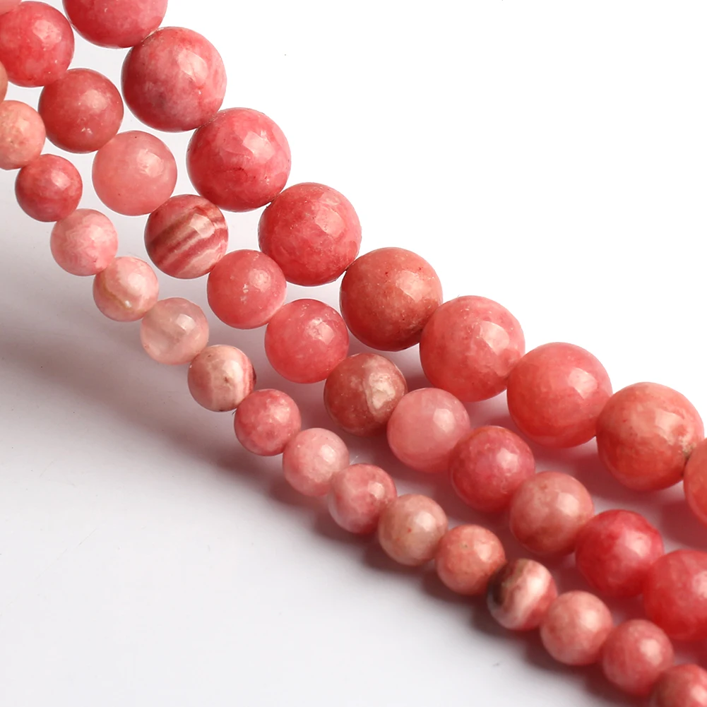 Natural Round Red Rhodochrosite Stone Loose Beads for Jewelry Making Pick Size 6/8/10mm Handmade DIY Bracelet Necklace 15 Inches