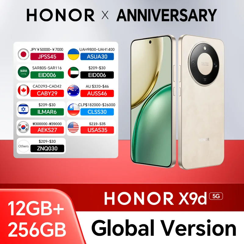Global Version HONOR X9d 12GB+256GB 6.79'' 120Hz AMOLED Screen 108MP Main Camera 8300 mAh 66W Supercharge Dual SIM Android 15